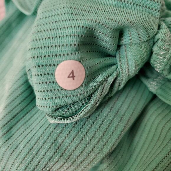 Lululemon Teal Silverescent Run Short Sleeve Top 4 Reflective Ruffle - Picture 7 of 8